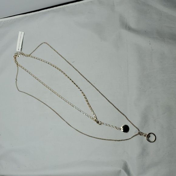 French connection women's gold Y drop layered necklace - Picture 6 of 7